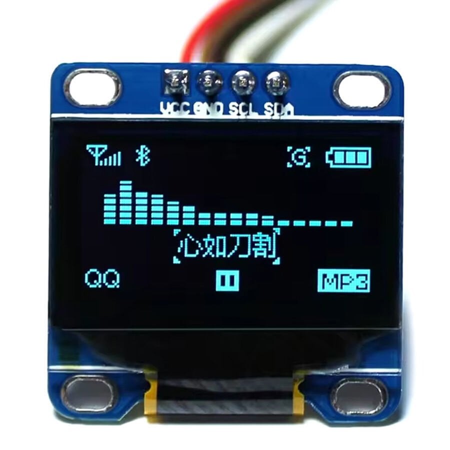 0.96'' 128x64 4 Pin Oled Grafik Lcd Ekran - SSD1306 - I2C Mavi